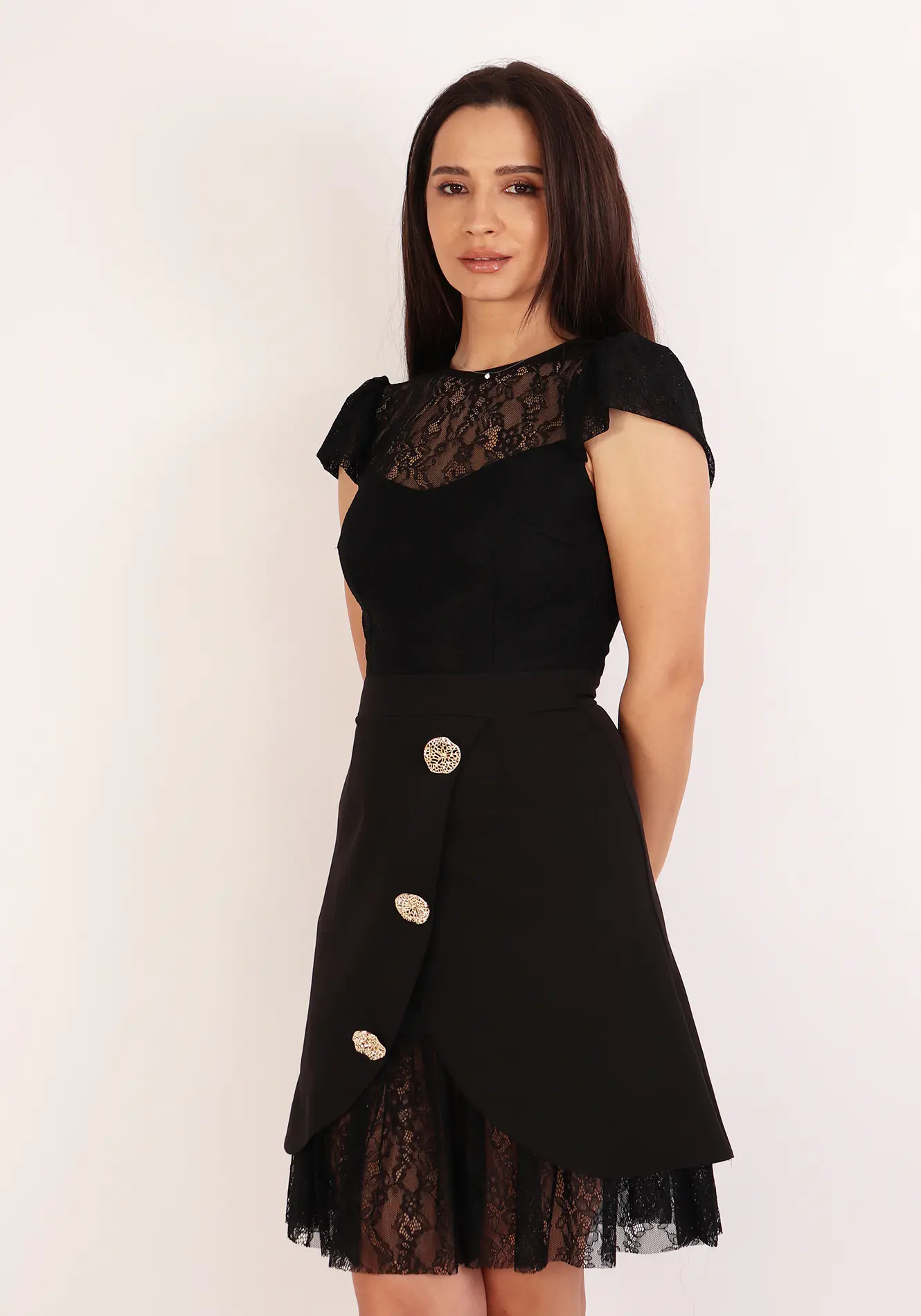 Rochie neagră elegantă cu dantelă [4]
