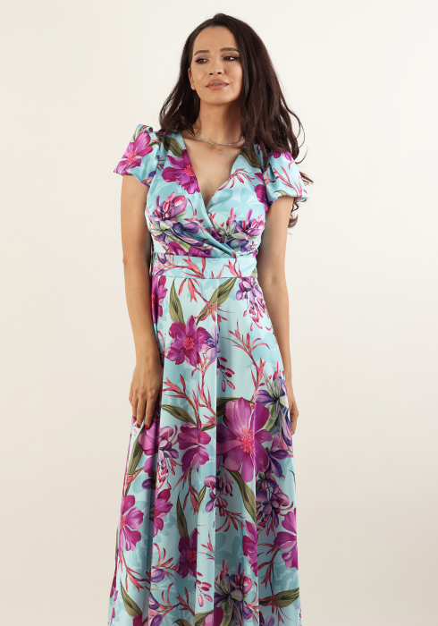 Rochie satinata cu flori [2]