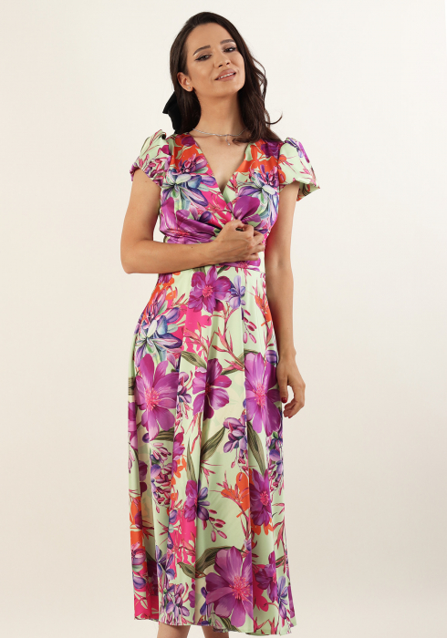 Rochie satinata cu imprimeu floral [2]