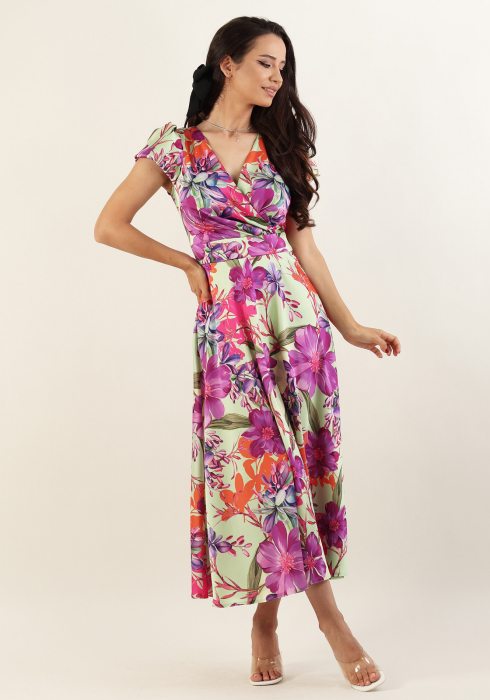 Rochie satinata cu imprimeu floral [3]