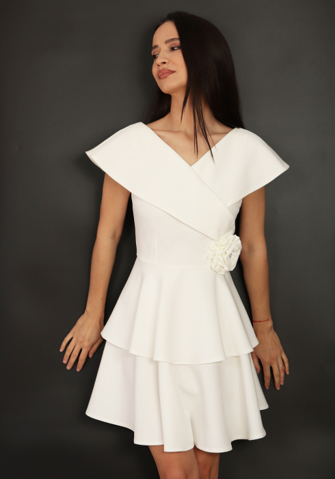 Rochie scurta cu volane ivoar R1814A [2]