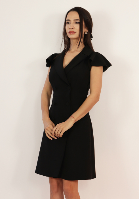 Rochie tip sacou cu nasturi , neagra R1840n [1]