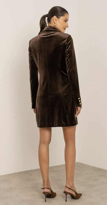 Rochie tip sacou din catifea cu nasturi aurii [4]