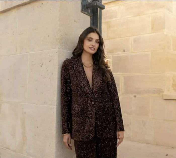 Sacou elegant cu paiete bronz – Glamour Edition [2]