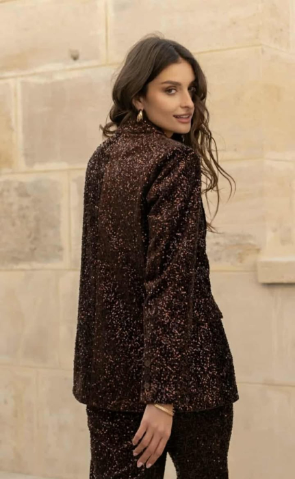 Sacou elegant cu paiete bronz – Glamour Edition [3]