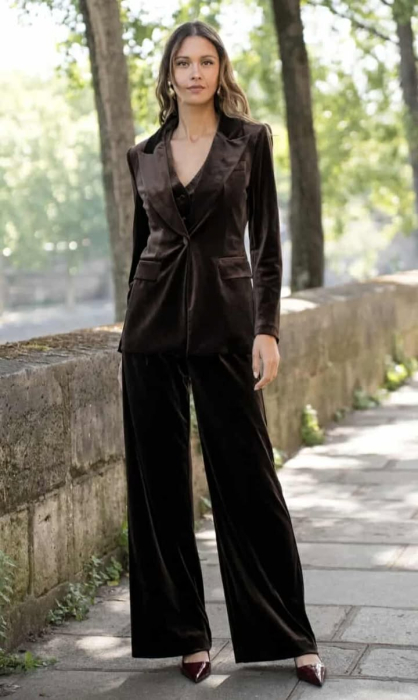 Sacou elegant din catifea maro [2]