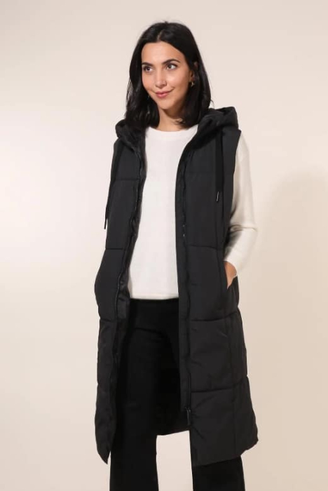 Vestă lungă matlasată cu glugă [1]