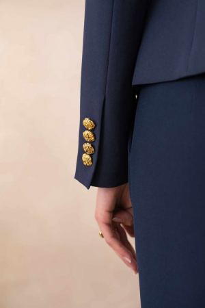 Sacou cambrat cu nasturi metalici bluemarin V2566BL [2]