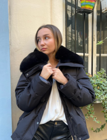 Geci - Geaca dama scurta cu guler amplu din blana