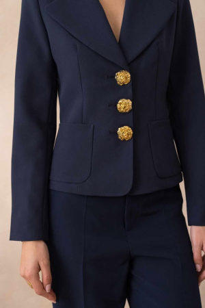 Sacou cambrat cu nasturi metalici bluemarin V2566BL [3]