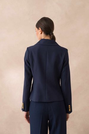 Sacou cambrat cu nasturi metalici bluemarin V2566BL [4]