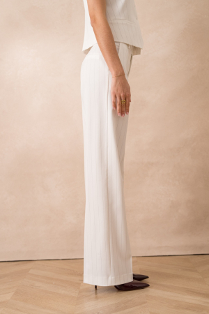 Pantaloni albi cu dungi, largi P-2569A [3]