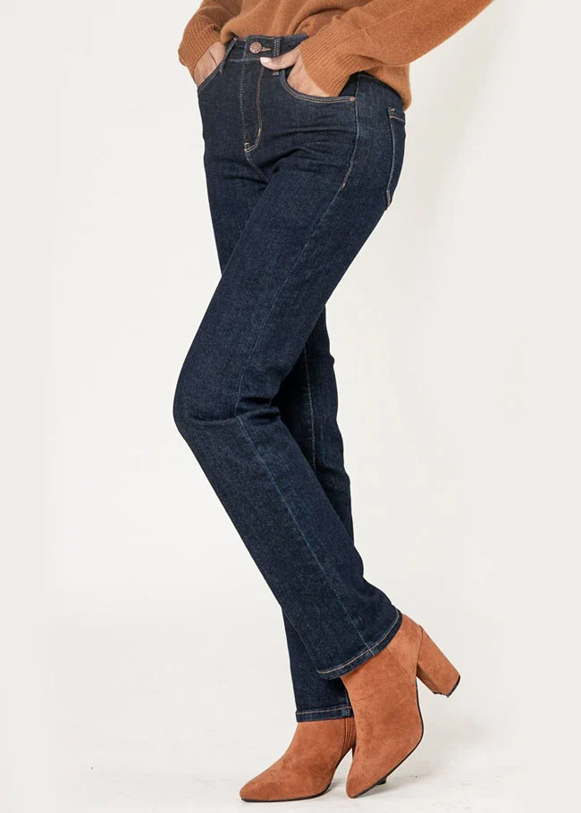 Blugi Dama Albastru inchis Straight Fit [3]