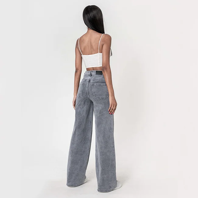 Blugi dama wide leg gri [3]