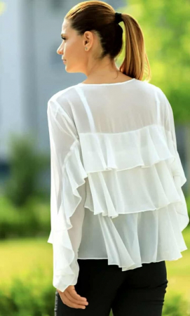 Bluza alba din voal cu volane [1]