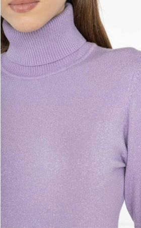 Bluză Damă cu Guler Înalt – Lila Pastel [2]