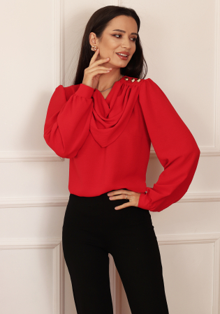 Bluza lejera cu pliuri rosu [1]