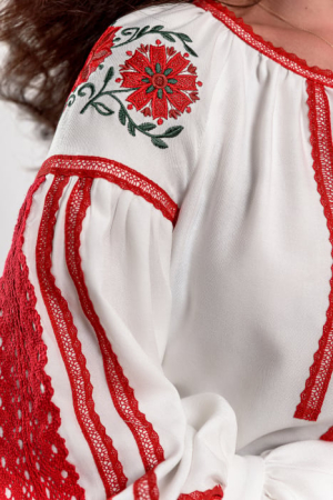 Bluză tradițională cu broderie roșie – stil autentic și eleganță modernă [3]