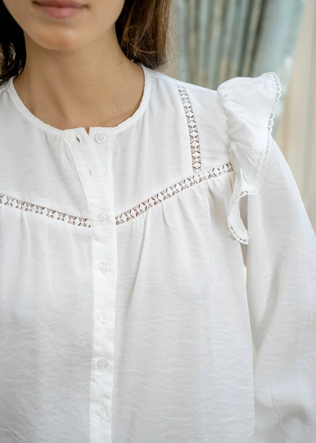 Cămașă albă elegantă cu volănașe [1]