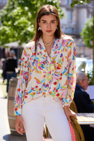 Bluze - Camasa cu print floral din vascoza