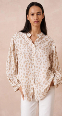 Camasi - Camasa dama lejera cu print bej