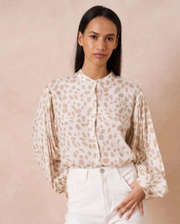 Camasa dama lejera cu print bej [1]