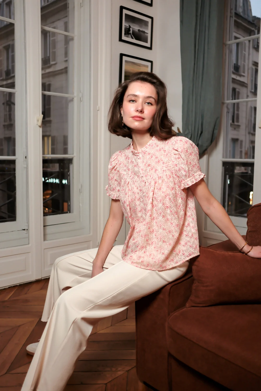 Camasa roz cu maneca scurta baby doll [0]