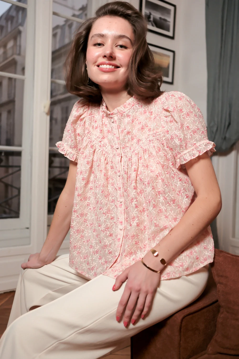 Camasa roz cu maneca scurta baby doll [1]