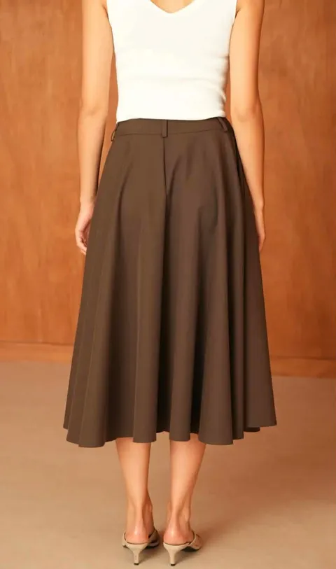 Fustă midi maro, elegantă și feminină [2]