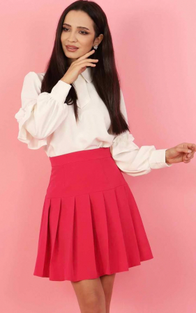Fuste - Fusta scurta cu pliuri fucsia