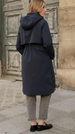 Geacă dama lungă bleumarin casual-elegantă [1]