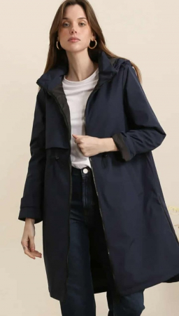 Geacă dama lungă bleumarin casual-elegantă [3]