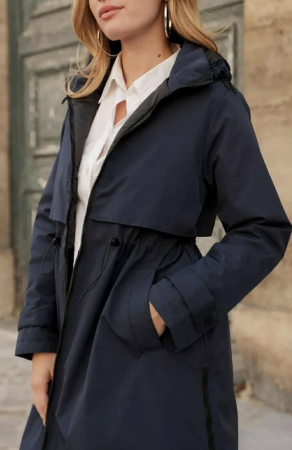 Geacă dama lungă bleumarin casual-elegantă [2]