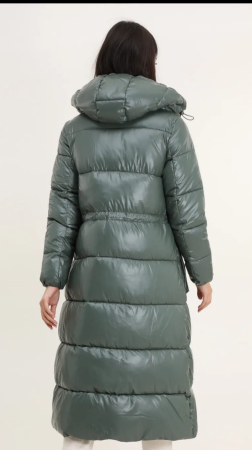 Geacă lungă matlasată cu glugă nedetașabilă – verde închis [3]