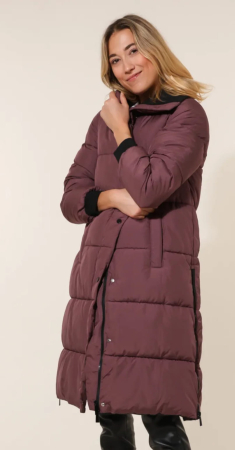 Geci - Geacă lungă matlasată vișiniu închis