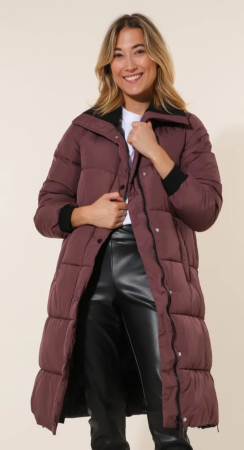 Geacă lungă matlasată vișiniu închis [2]