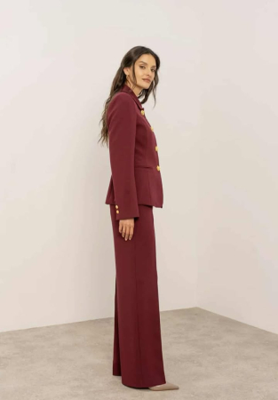 Pantaloni damă eleganți bordo, croială dreaptă, talie medie [3]