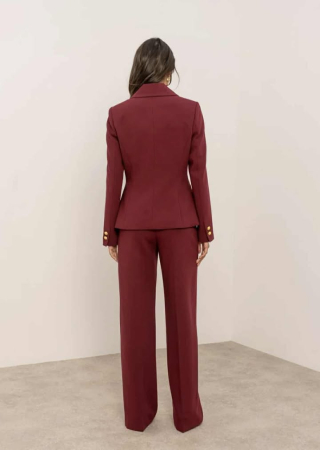 Pantaloni damă eleganți bordo, croială dreaptă, talie medie [4]