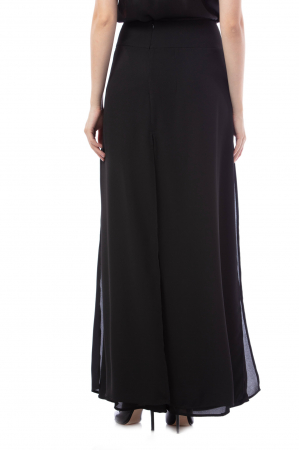 Pantaloni dama eleganti, palazzo din voal negru, 01mira [3]