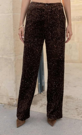 Femei - Pantaloni eleganți din catifea cu paiete