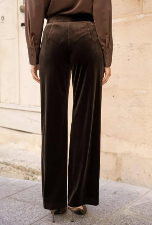 Pantaloni eleganti din catifea maro [2]