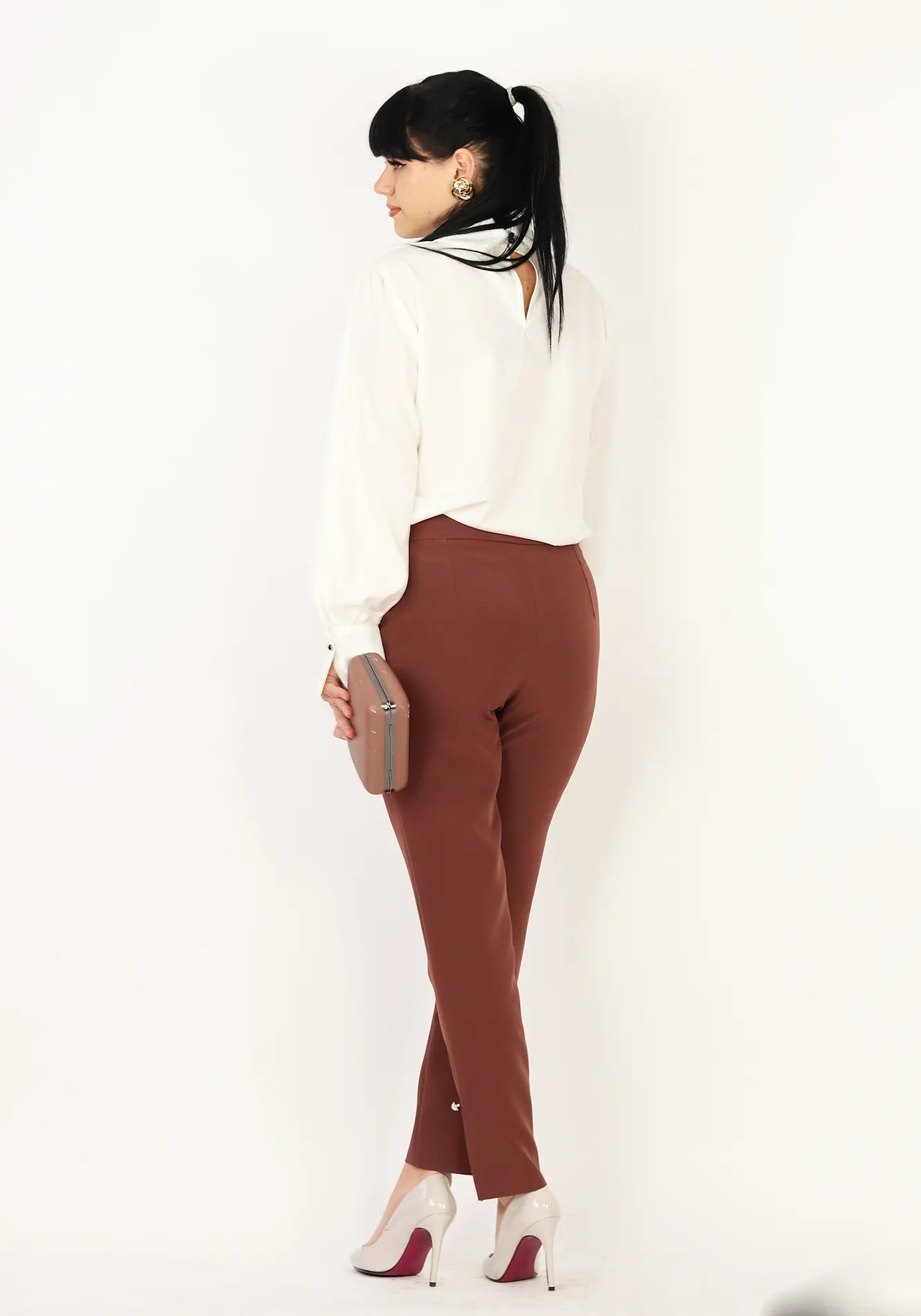 Pantaloni slim eleganți – culoare ciocolatiu [1]