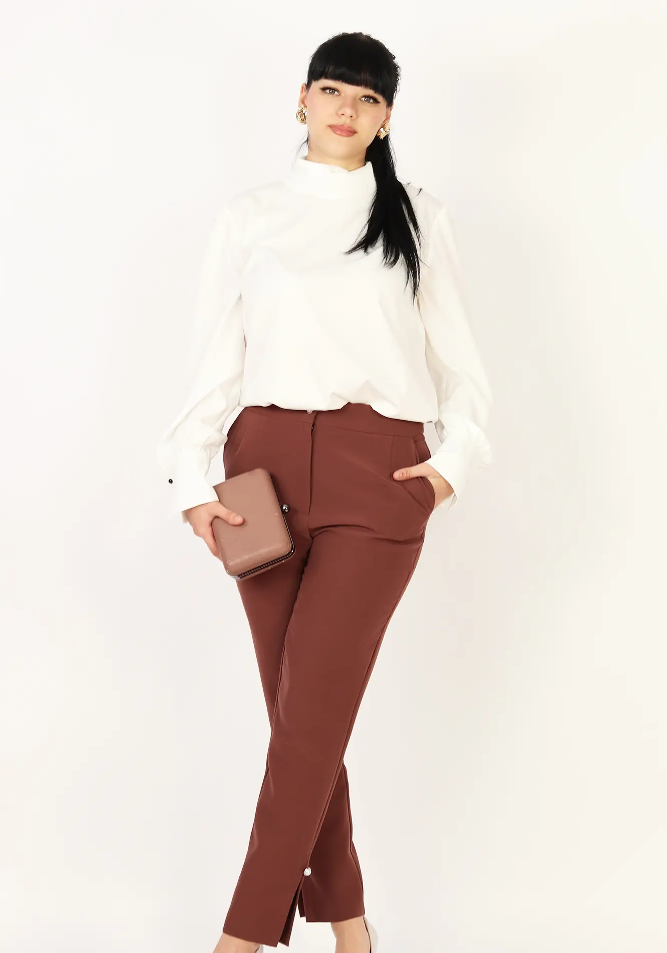 Pantaloni slim eleganți – culoare ciocolatiu [2]