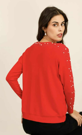 Pulover rosu cu aplicatii [3]