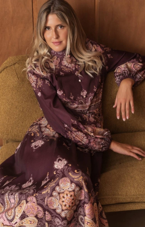 Rochie bordo cu imprimeu ornamental cu motive florale [3]