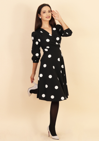 Imbracaminte - Rochie clos negru cu buline albe