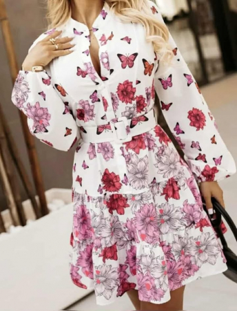 Rochie cu print floral si centura [1]