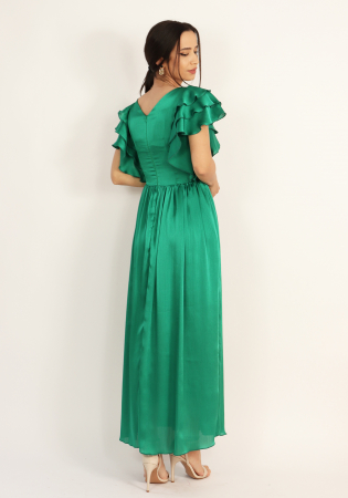 Rochie din voal satinat verde [3]