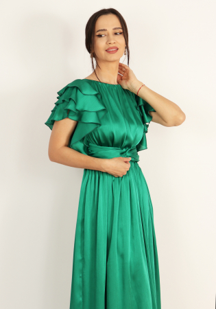 Rochie din voal satinat verde [2]