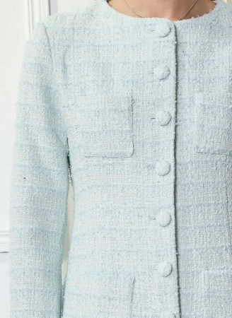 Rochie eleganta din tweed bleu premium cu buzunare aplicate si nasuri imbracati [2]